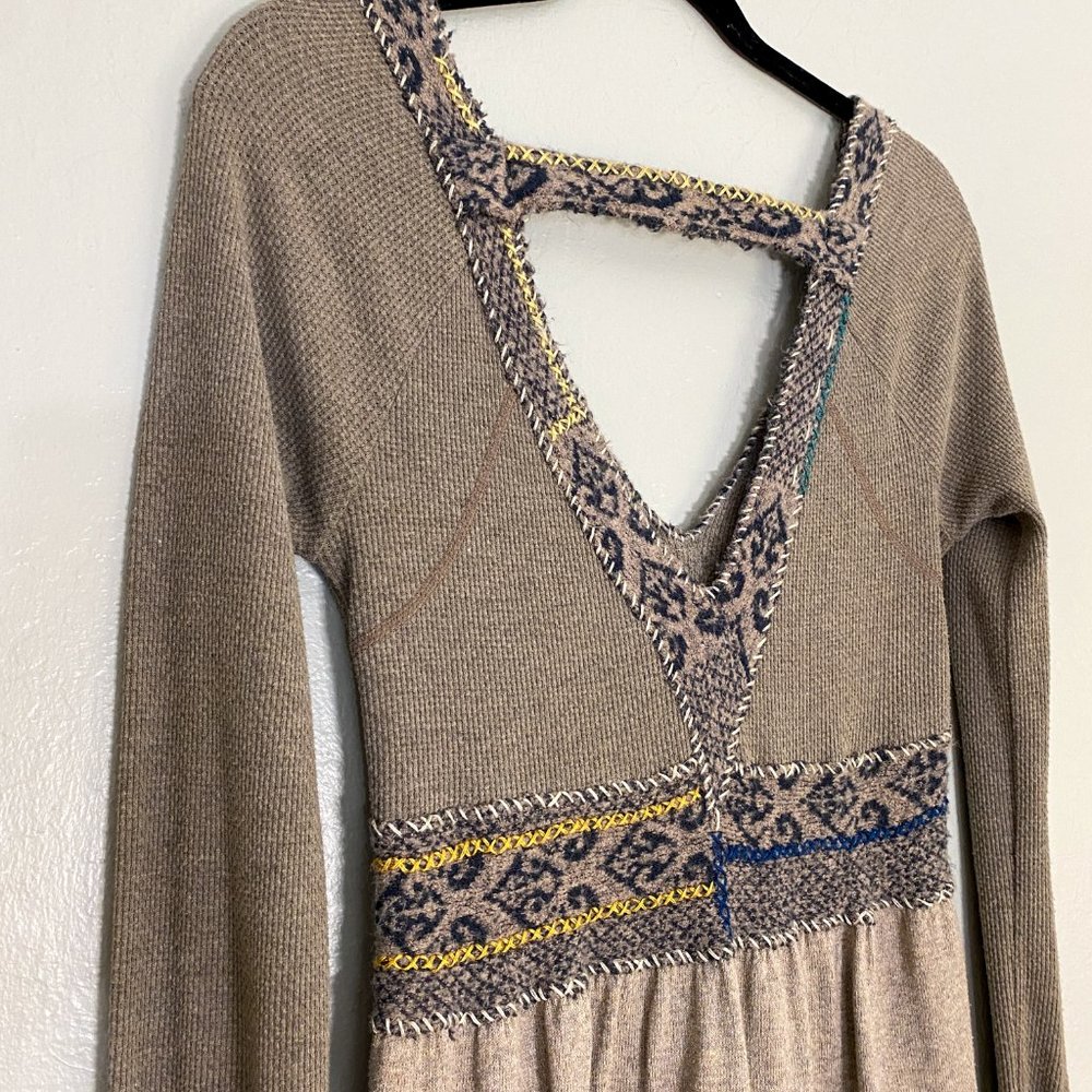 Free People | Elegant Olive Long Sleeve Tunic with Striking Strap Detail